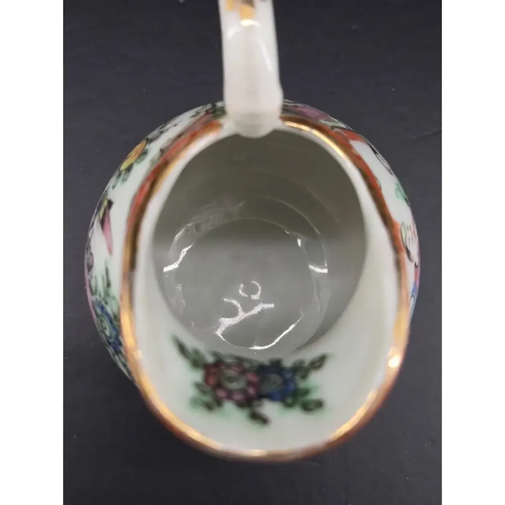 Vtg Chinese Export Famille Rose Medallion Porcelain Hand Painted Creamer Pitcher